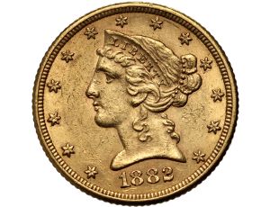 4524. USA, 5 dolarów 1882, Filadelfia, Liberty