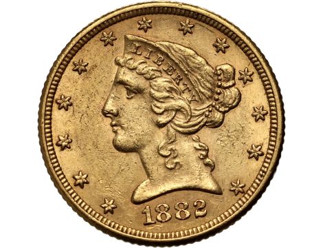 4524. USA, 5 dolarów 1882, Filadelfia, Liberty