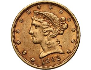 4525. USA, 5 dolarów 1892 S, San Francisco, Liberty