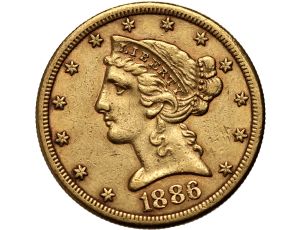 4527. USA, 5 dolarów 1886 S, San Francisco, Liberty