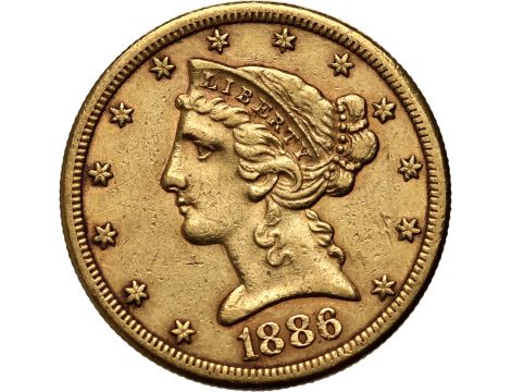 4527. USA, 5 dolarów 1886 S, San Francisco, Liberty