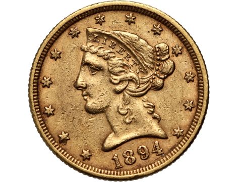 4529. USA, 5 dolarów 1894, Filadelfia, Liberty