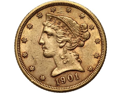4532. USA, 5 dolarów 1901 S, San Francisco, Liberty
