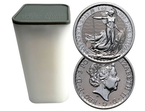 Tuba mennicza 25 x Britannia 2023 uncja srebra