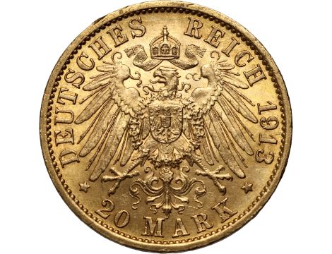 4578. Niemcy, Wilhelm II, 20 marek 1913 A, Berlin, Uniform Mundur - 2