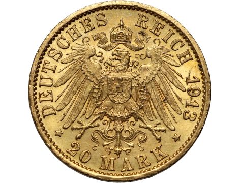 4579. Niemcy, Wilhelm II, 20 marek 1913 A, Berlin, Uniform Mundur - 2