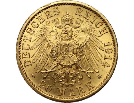 4580. Niemcy, Wilhelm II, 20 marek 1914 A, Berlin, Uniform Mundur - 2