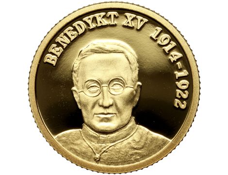 4582. Fidżi, 10 dolarów 2008, Papież Benedykt XV, 1/25 uncji złota - 2