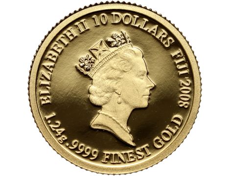 4583. Fidżi, 10 dolarów 2008, Papież Pius XI, 1/25 uncji złota - 3