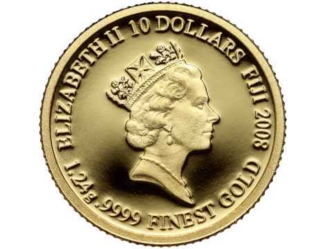4587. Fidżi, 10 dolarów 2008, Papież Pius X, 1/25 uncji złota - 3
