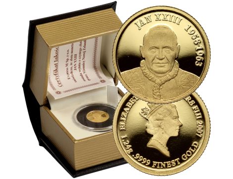 4588. Fidżi, 10 dolarów 2007, Papież Jan XXIII, 1/25 uncji złota