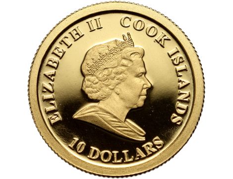 4589. Wyspy Cooka, 10 dolarów 2009, Jan Paweł II, 1/25 uncji złota - 3