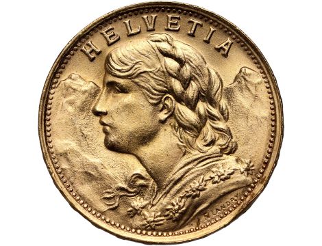 4616. Szwajcaria, 20 franków 1947, Helvetia Vreneli