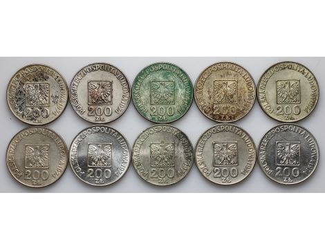 Polska, PRL, Srebro zestaw 10x 200 złotych 1974 Mapka - 2