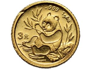 Chiny, 3 juany 1991, Panda, 1 g Au999