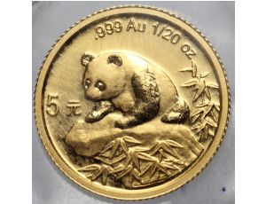 Chiny, 5 juanów 1999, Panda, 1/20 uncji złota