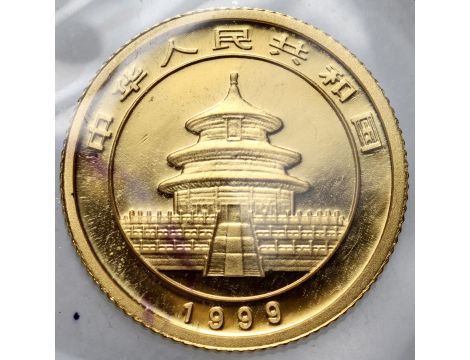 Chiny, 5 juanów 1999, Panda, 1/20 uncji złota - 2