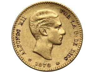 Hiszpania, Alfons XII, 10 peset 1878 (18-78) EMM, Stare bicie