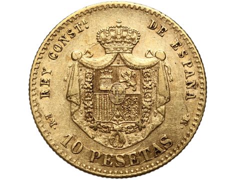 4666. Hiszpania, Alfons XII, 10 peset 1878 (18-78) EMM, Stare bicie - 2