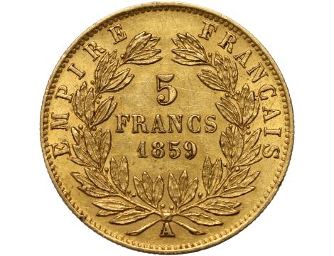 Francja, Napoleon III, 5 franków 1859 A, Paryż - 2