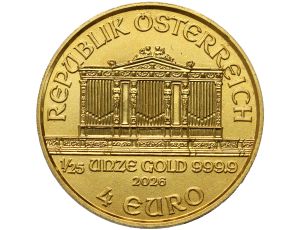 Austria, 4 euro 2026, Wiedeński Filharmonik, 1/25 uncji złota