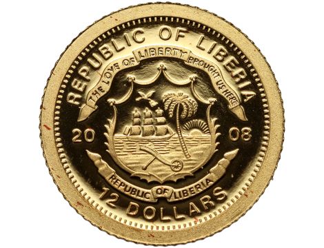 Liberia, 12 dolarów 2008, 50-lecie Atomium - 0,5 g Au999 - 2