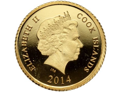 Wyspy Cooka, 5 dolarów 2014, Krocząca Liberty - 0,5 g Au999 - 2