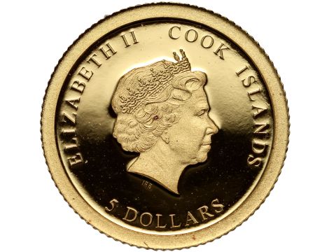 Wyspy Cooka, 5 dolarów 2016, Szekspir - 0,5 g Au999 - 2