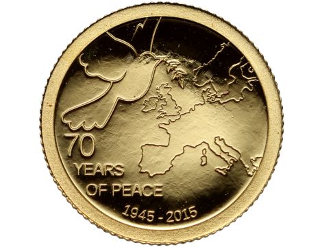Wyspy Cooka, 1 dolarów 2015, 70 lat pokoju w Europie - 0,5 g Au999