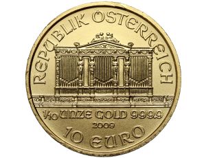 Austria, 10 euro 2009, Wiedeński Filharmonik, 1/10 uncji złota