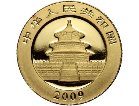 4698. Chiny, 10 juanów 2009, Panda, 1/10 uncji złota - 2