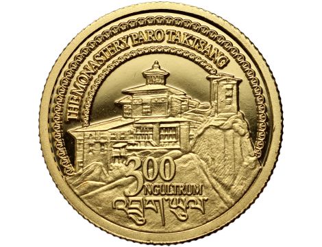 4702. Butan, 300 ngultrum 2010, Klasztor Taktsang, 1/25 uncji złota - 2