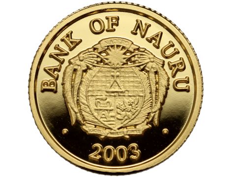 Nauru, 10 dolarów 2003, Rocznica wprowadzenia Euro, 1/25 uncji złota - 2
