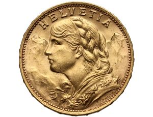Szwajcaria, 20 franków 1927, Helvetia Vreneli