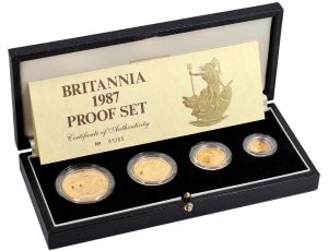 Wielka Brytania, Zestaw złotych monet Britannia 1987, Proof