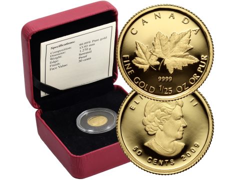 Kanada, Elżbieta II, 50 centów 2009, 1/25 uncji złota