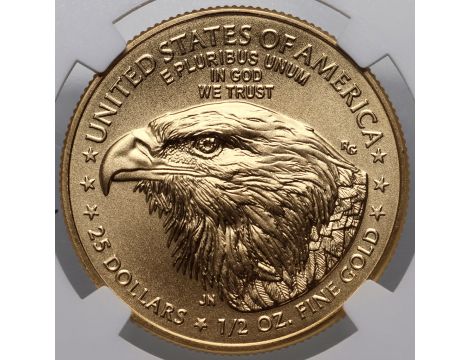 USA, 25 dolarów 2024, Gold Eagle, NGC MS70, 1/2 uncji złota - 3
