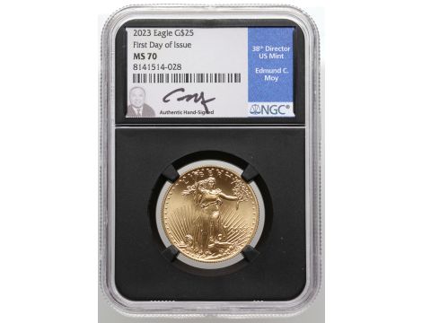 USA, 25 dolarów 2023, Gold Eagle, NGC MS70, 1/2 uncji złota
