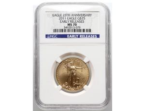 USA, 25 dolarów 2011, Gold Eagle, NGC MS70, 1/2 uncji złota