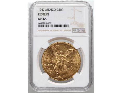 4788. Meksyk, 50 pesos 1947, Centenario, NGC MS65
