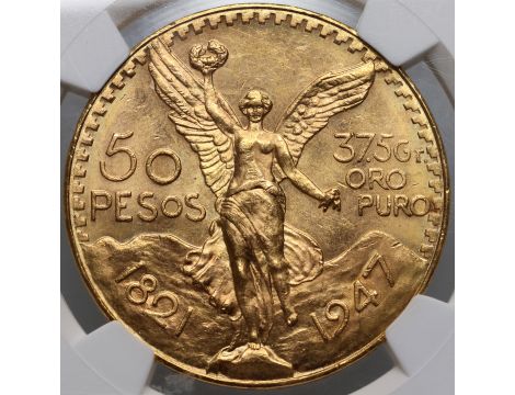 4788. Meksyk, 50 pesos 1947, Centenario, NGC MS65 - 2