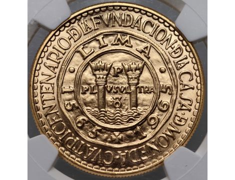 4789. Peru, 100 soli 1965, 400 lat mennicy w Limie, NGC MS66 - 2