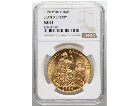 4790. Peru, 100 soli 1966, NGC MS63