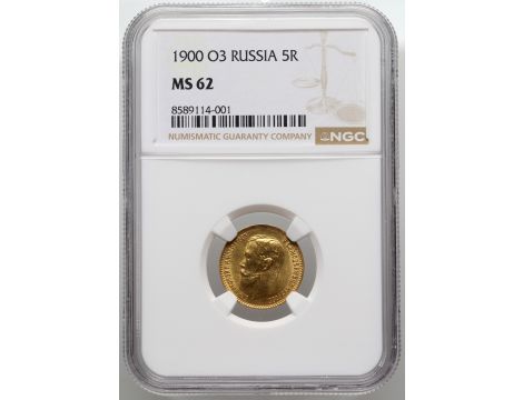 4791. Rosja, Mikołaj II, 5 rubli 1900 (FZ), NGC MS62