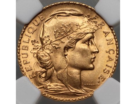 4793. Francja, 20 franków 1908, Kogut, NGC MS64 - 2