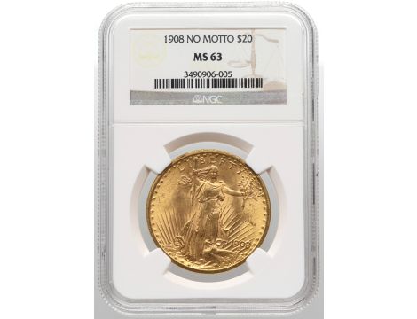 4794. USA, 20 dolarów 1908, Filadelfia, Saint-Gaudens, NGC MS63