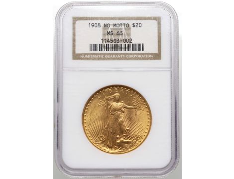 4795. USA, 20 dolarów 1908, Filadelfia, Saint-Gaudens, NGC MS63