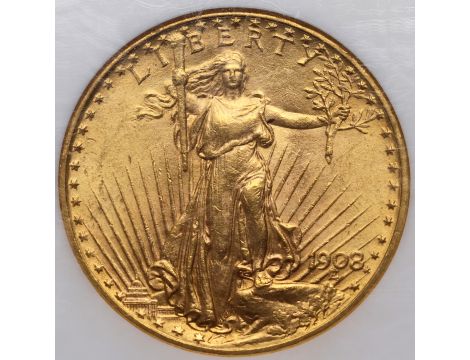 4795. USA, 20 dolarów 1908, Filadelfia, Saint-Gaudens, NGC MS63 - 2