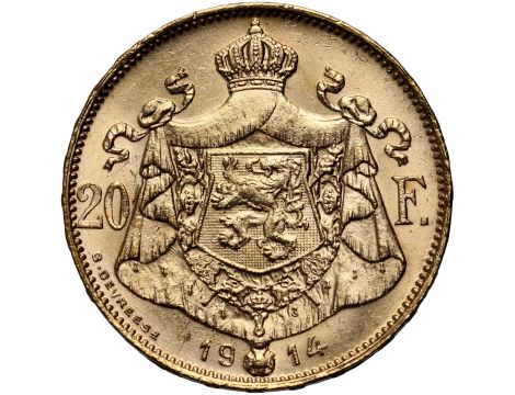 4798. Belgia, Albert I, 20 franków 1914, Der Belgen - 2