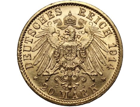 Niemcy, Prusy, Wilhelm II, 20 marek 1914 A, Berlin, Uniform Mundur - 2